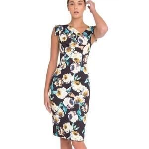 Black Halo Jackie O Sheath Holographic Floral Print
Black Knee Length Dress 6
